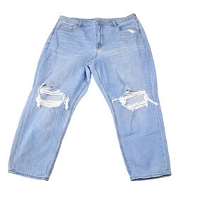 American Eagle Mom Jeans Womens 18 Short (36x25) Distressed Blue Denim